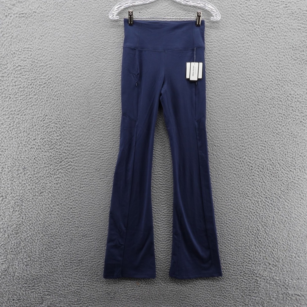 Laundry by Shelli Segal Navy Flare Leggings High Waist Media Pocket Small NEW